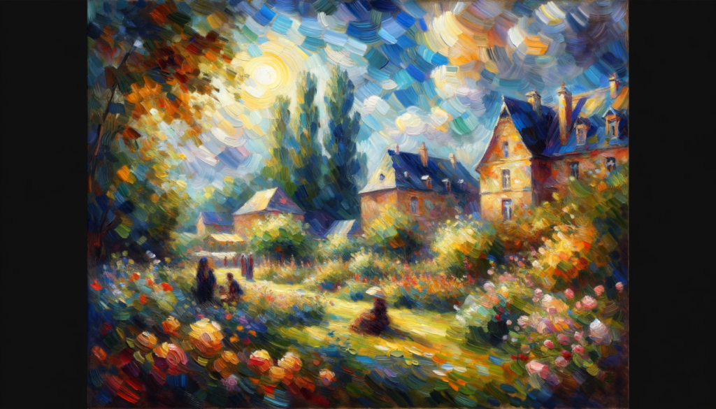 Style Impressionniste - Une peinture de style impressionniste avec des coups de pinceau visibles et un jeu de lumière.