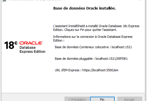 Installer Oracle database